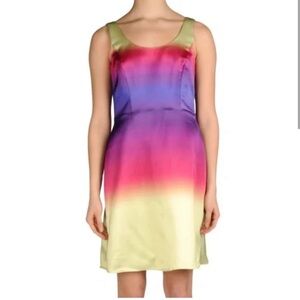 Jonathan Saunders Marleny Dress Satin Ombré Rainbow Print Size 36/ 4‎
